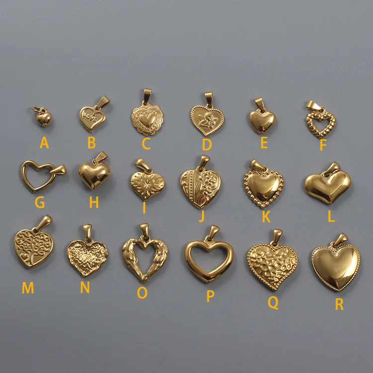 SSeeSY heart necklace pendant luxury bulk 18k gold plated stainless steel fashion jewelry charms for jewelry making