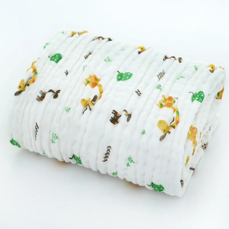 
GuangzhouWholesale Soft Cotton Printed white Muslin Swaddle Baby Blanket 