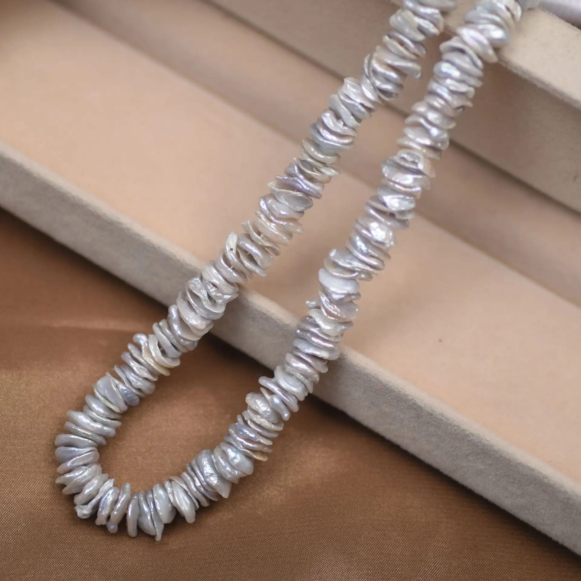 8-10mm multi-layered silver gray blue recycled pearls Baroque unique petal pearls jewelry accessories freshwater pearls