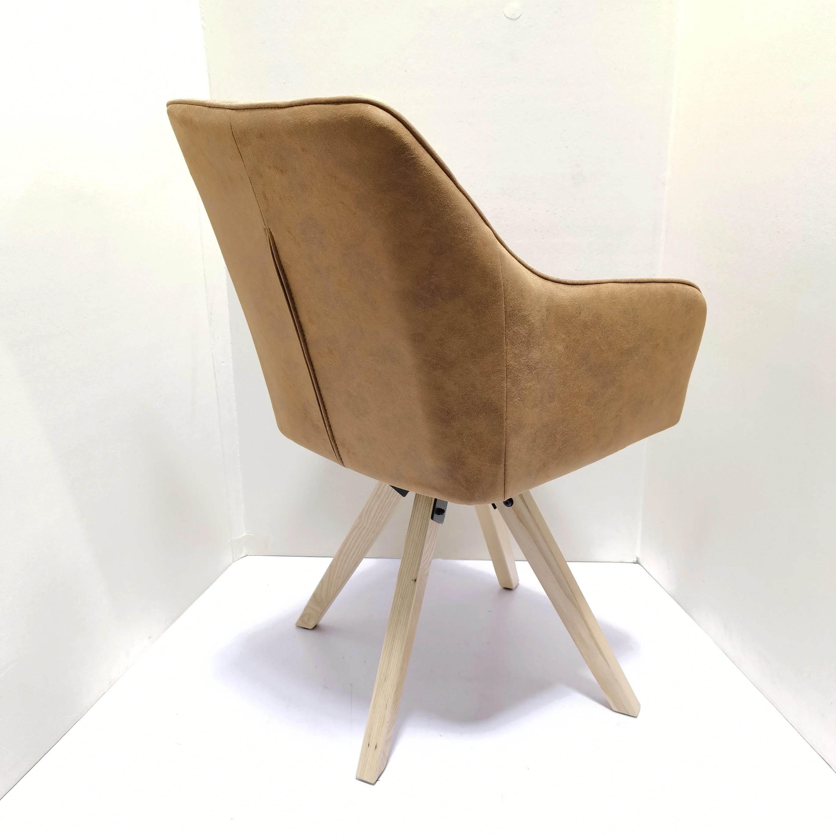 Вращающийся стул 360 градусов с ножками из массива дерева, обеденный стул, винтажные тканевые обеденные стулья