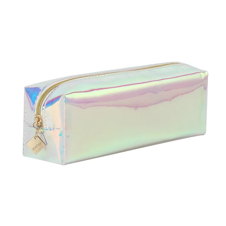 
Accept custom iridescent PVC pencil pouch bag laser holographic pencil case makeup cosmetic bag 