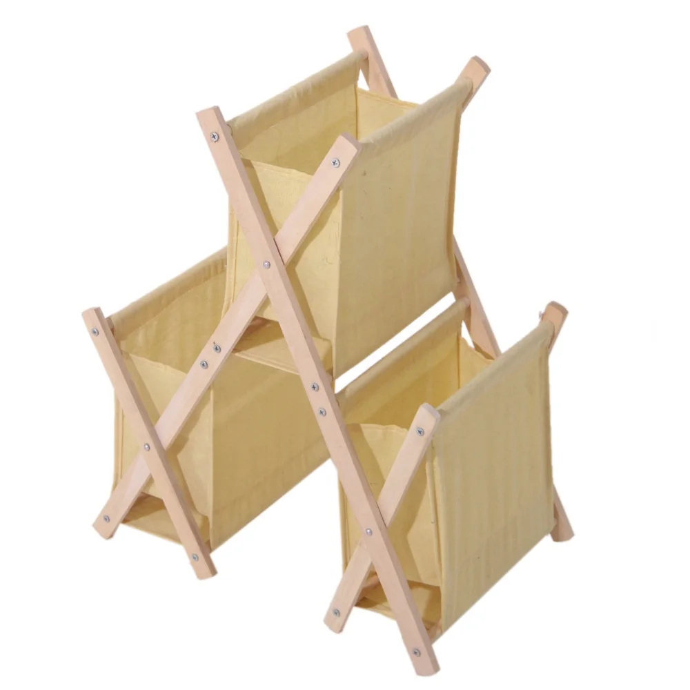 3 слоя складной тканевый металлический стеллаж для хранения деревянный выставки товаров кассеты рабочего стола журнальная стойка держит