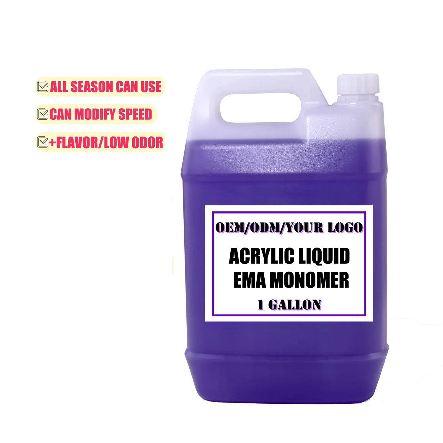 High Quality Odorless OEM Private Label Medium Fast Dry 1GALLON EMA/MMA Monomer Acrylic Nail Liquid