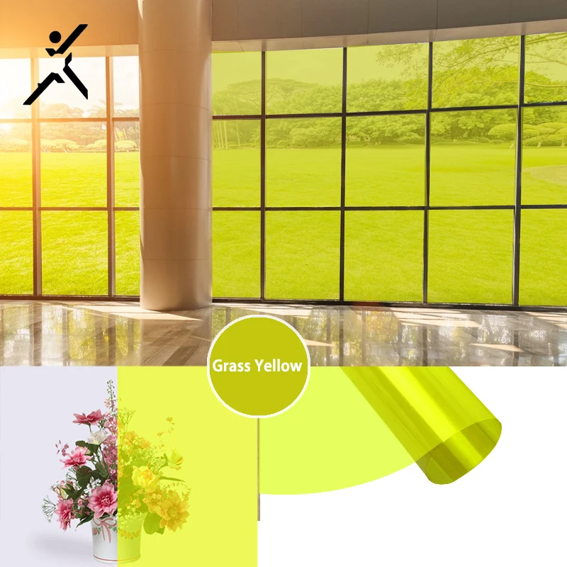 Architecture Clear and Colored Film Glass Decorative Lamination Film Explosion-proof Interior Decoration Grass Yellow