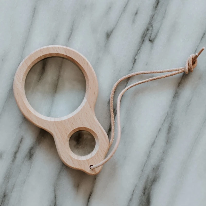 Portable Wooden Pocket Small Mini Handheld Kids Magnifying Glass Toy