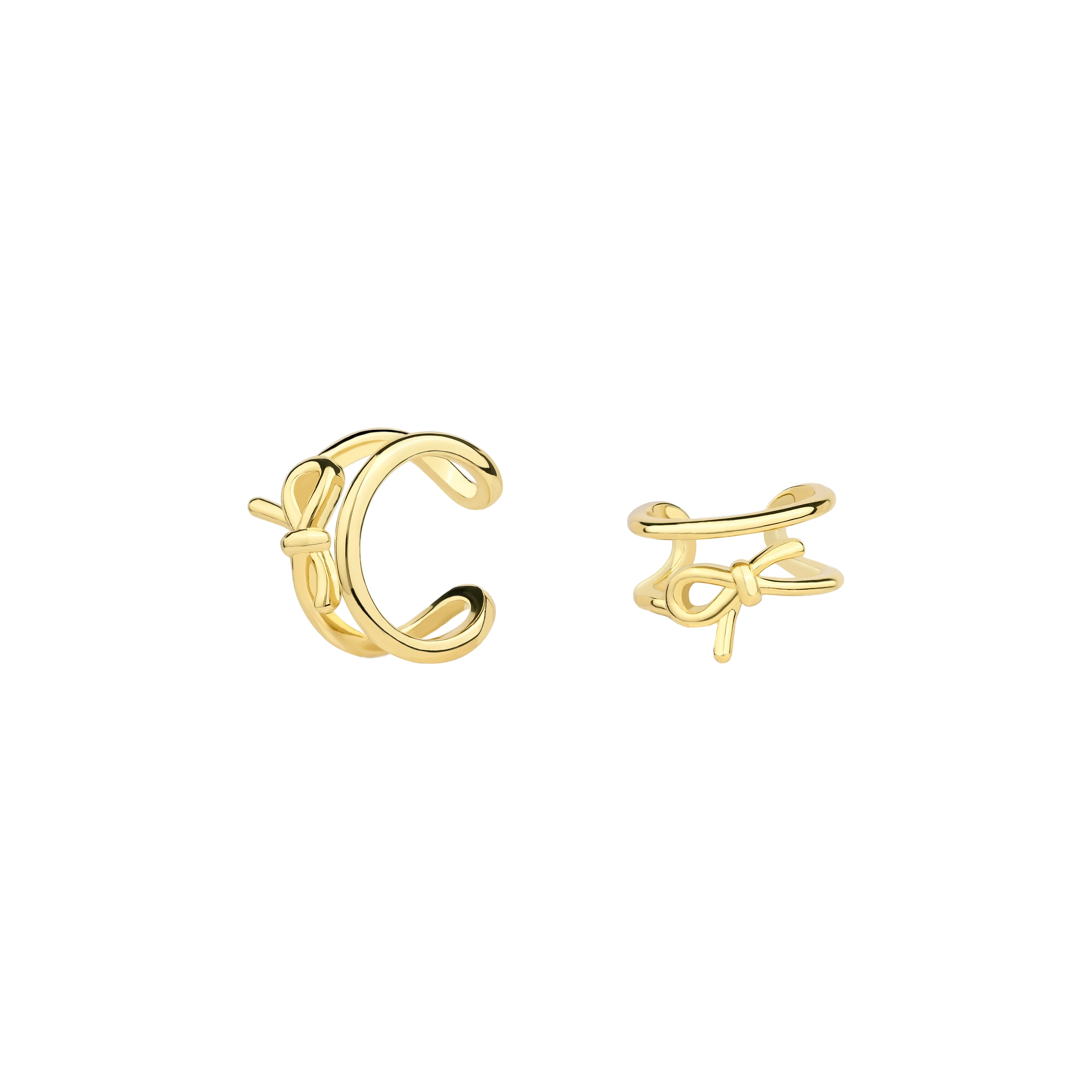 14K Gold Plated O X Letter Clip-On Earring Plain Simple C Shape No Hole Ear Cuff Cartilage Non-Piercing Cuff Earring