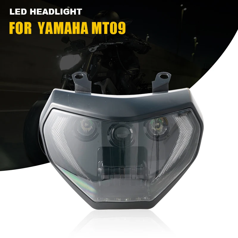 YongJin drl headlight with yellow turn signal light and HI/LO beam For YAMAHA MT09 FZ09 2014 2015 2016 For MT07 2018 2019