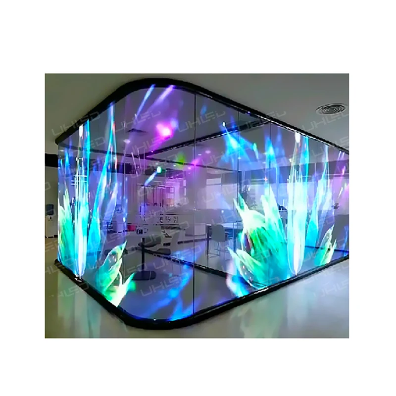 Hot sale p6.25 p8 p10 indoor transparent flexible led screen adhesive transparent glass window flexible led film