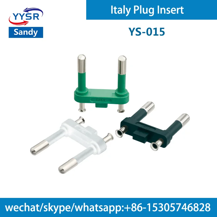 italy plug insert(YS-015 CEI 4.0MM 10A 2-pin,2-pole,2-prong Semi-insulated) for Standard wires