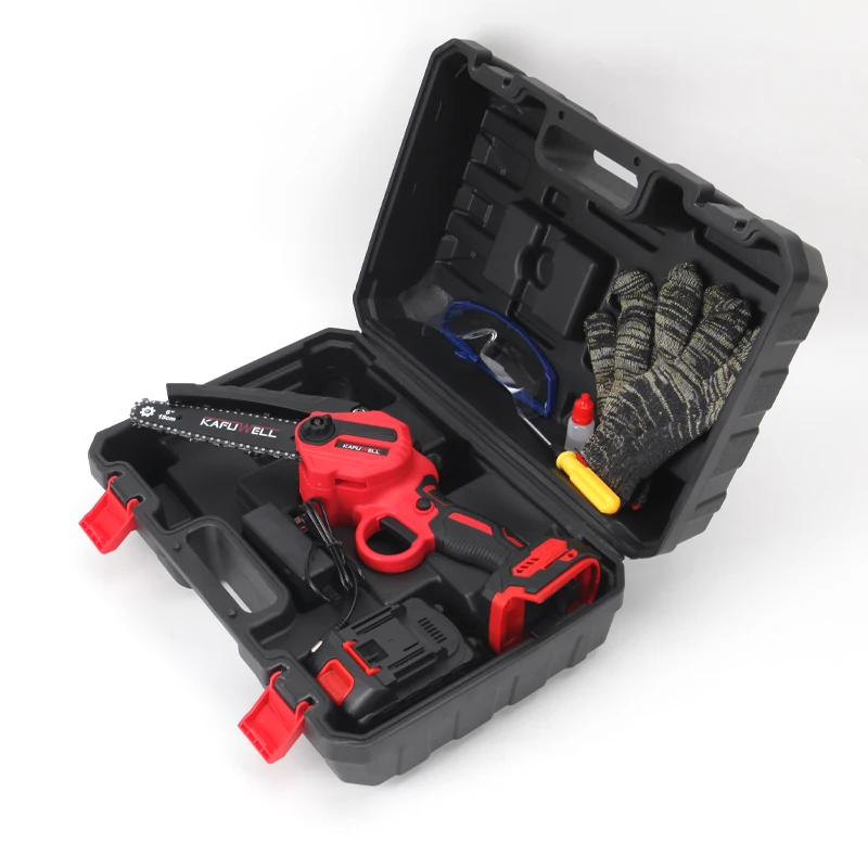 KAFUWELL P4784A-1-2 1.5ah Cordless 6inch Chain Saw Mini Woodworking Saw Lithium Chain Saw Logging Saw