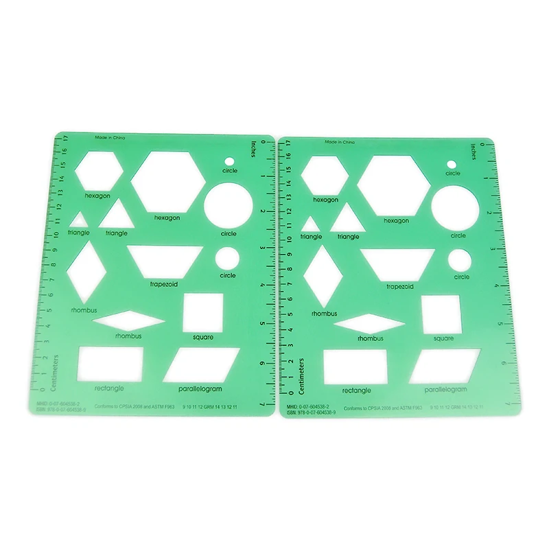 Drawings Templates Measuring Geometric Rulers Plastic Draft Rulers for School Office Supplies, Set of 5