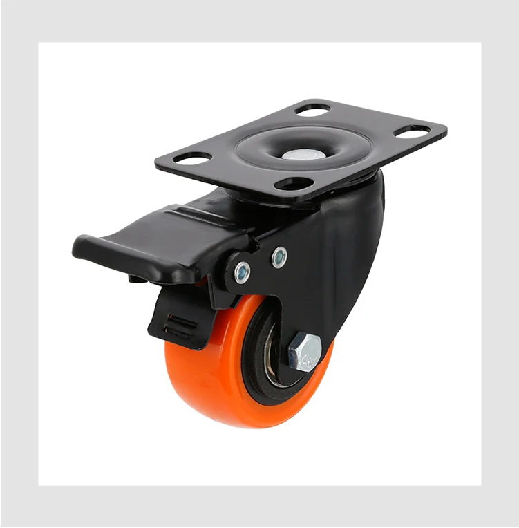 Durable Skid-Resistant Noiseless PVC Castor with Double Bearings 1.5/2/2.5/3/4/5 Inch Orange Caster Wheel for Equipment