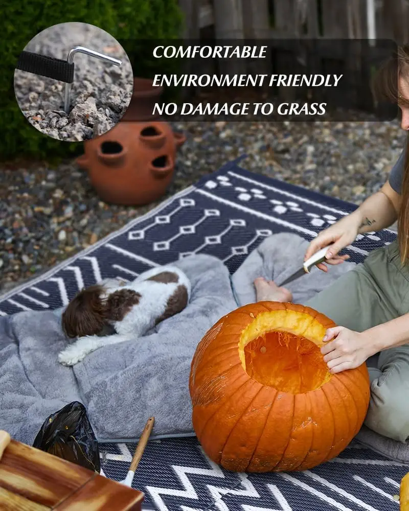 Outdoor Rug Patio Rug Reversible Portable Outdoor Plastic Straw Camping Rugs for Outside RV