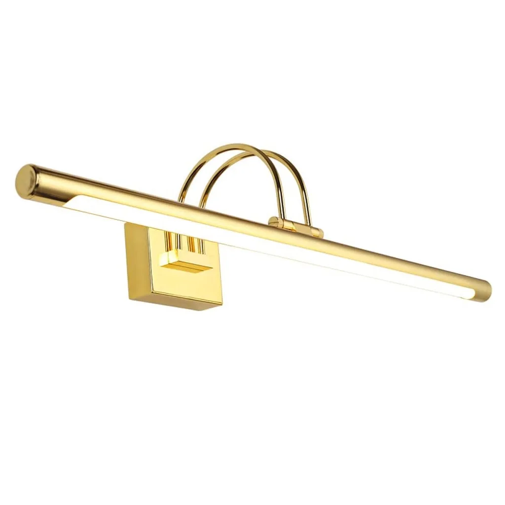 gold finished LED MIRROR HEADLIGHT WATERPROOF ROTATABLE IRON ART ACRYLIC BATHROOM WASHROOM INDOOR WALL LIGHT,