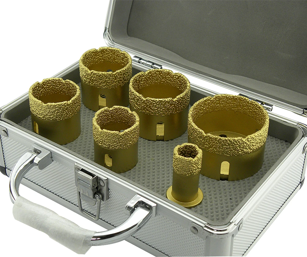 XUNDA 20-60mm vacuum brazed concrete hole saw set diamond core drill bit with aluminum box