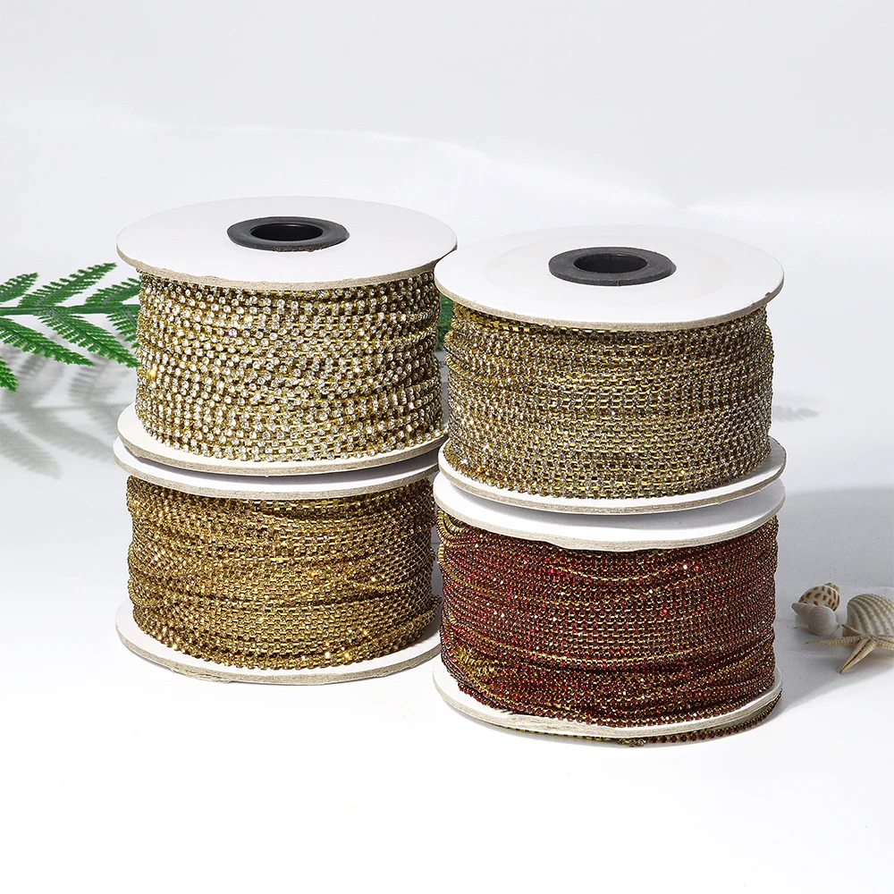 Wholesale 1 Yard Sewing Meta l Trimming Glass AB Crystal Chain Rhinestone Fringe For Clothes Jewelry