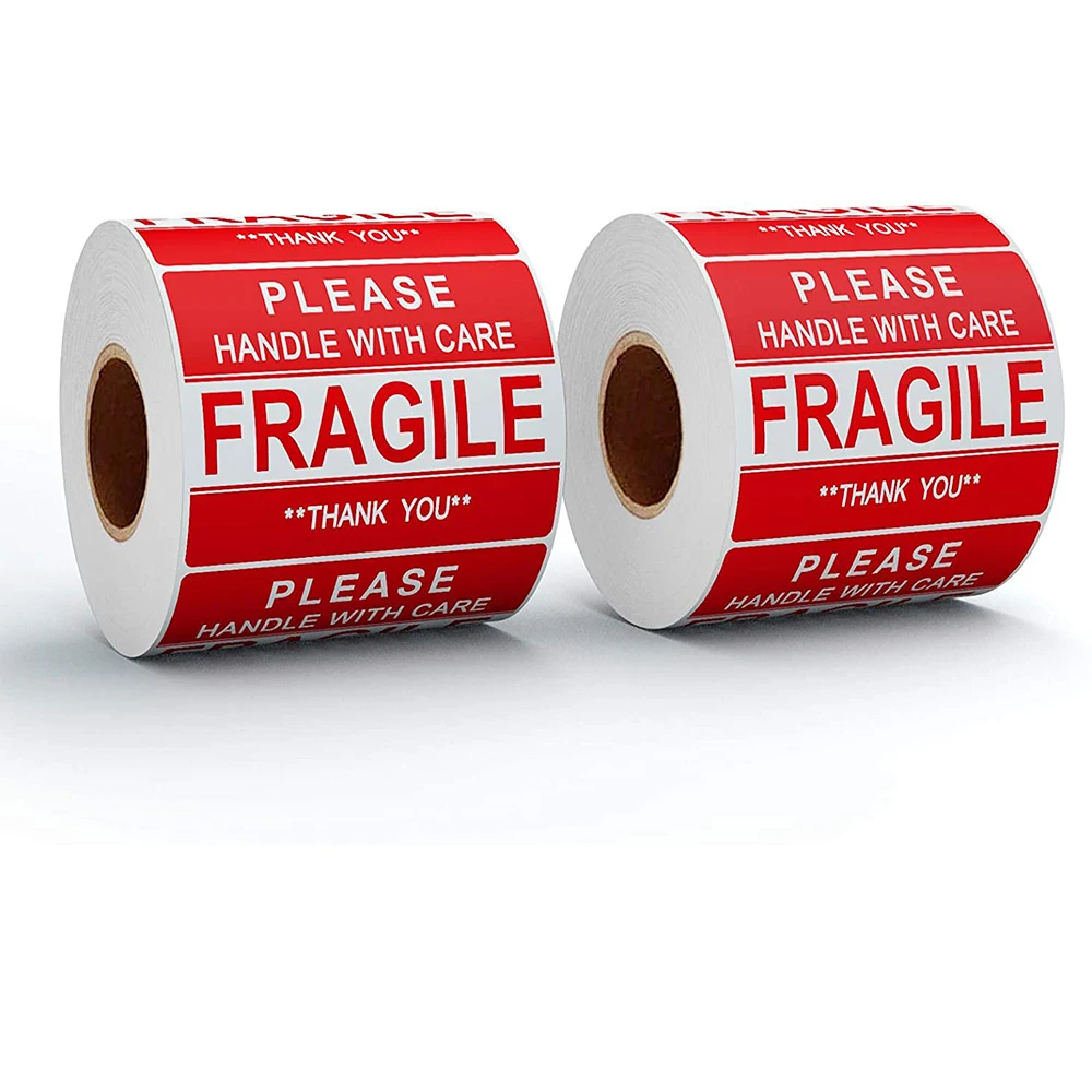 Custom Printed Warning Fragile Tape Adhesive Please Handle with Care Fragile Thank You Warning Packing/Shipping Labels