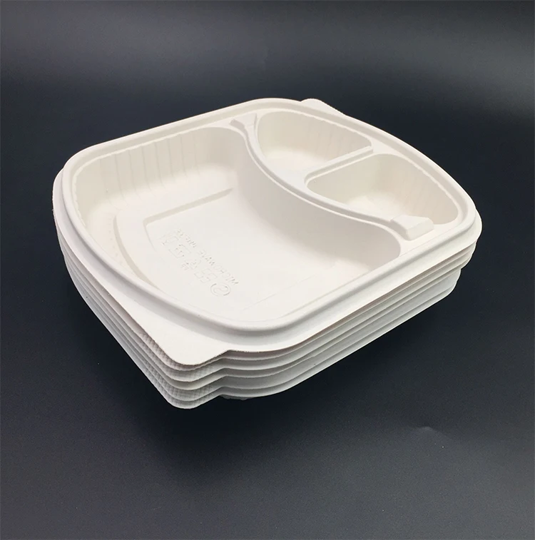 Factory 100% compostable biodegradable disposable dinner plates with lids sugarcane bagasse paper plates