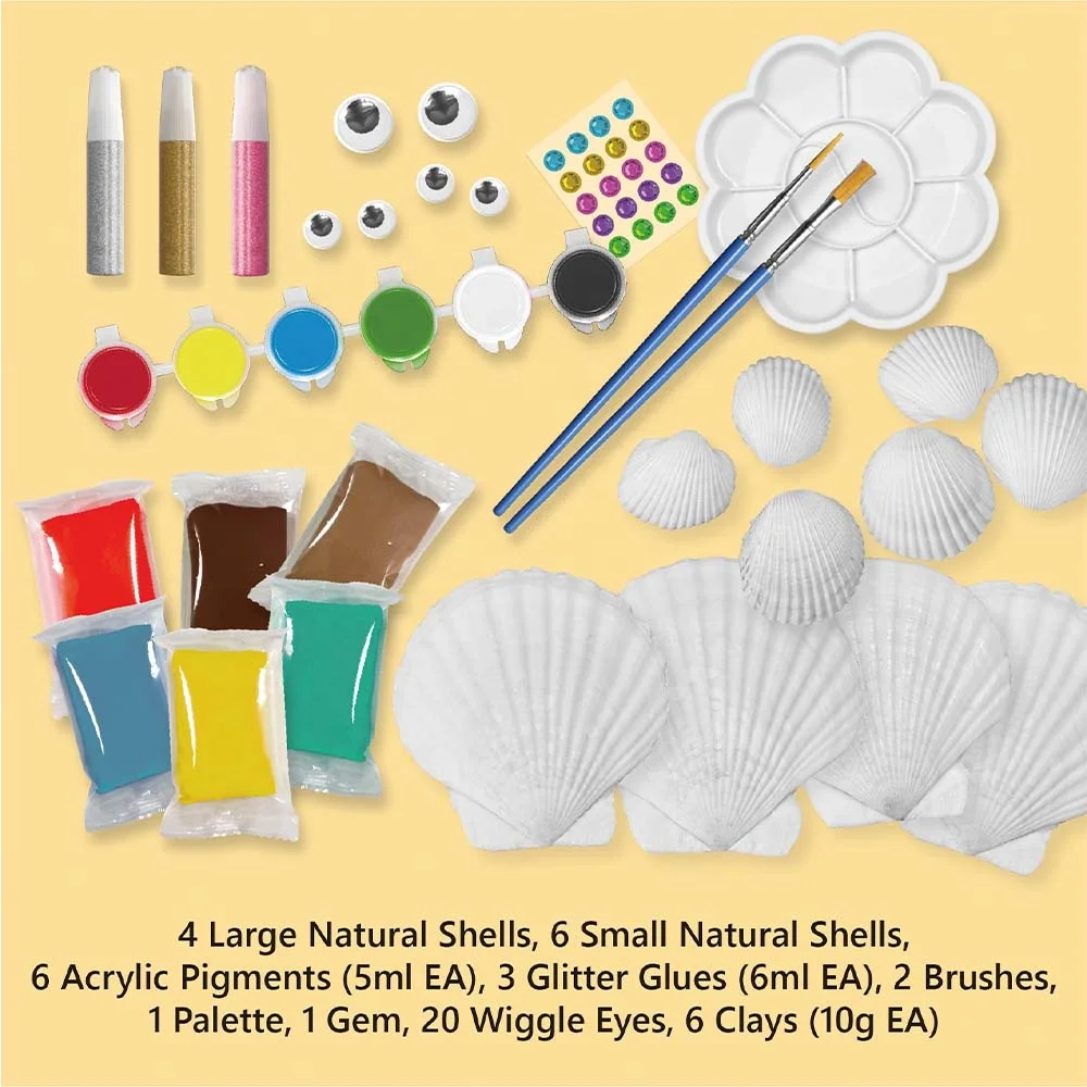 Create Your Own Shells Art and Craft Natural Shell Painting Kit Funny Shells with Clays for Kids