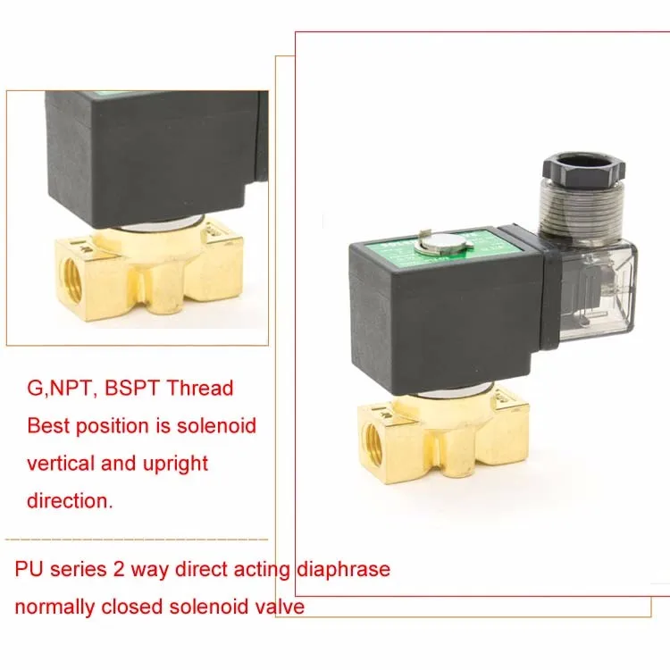Hoyan  1/8 1/4 inch gas air water  24V 220V AC DC small brass solenoid valve with wire type