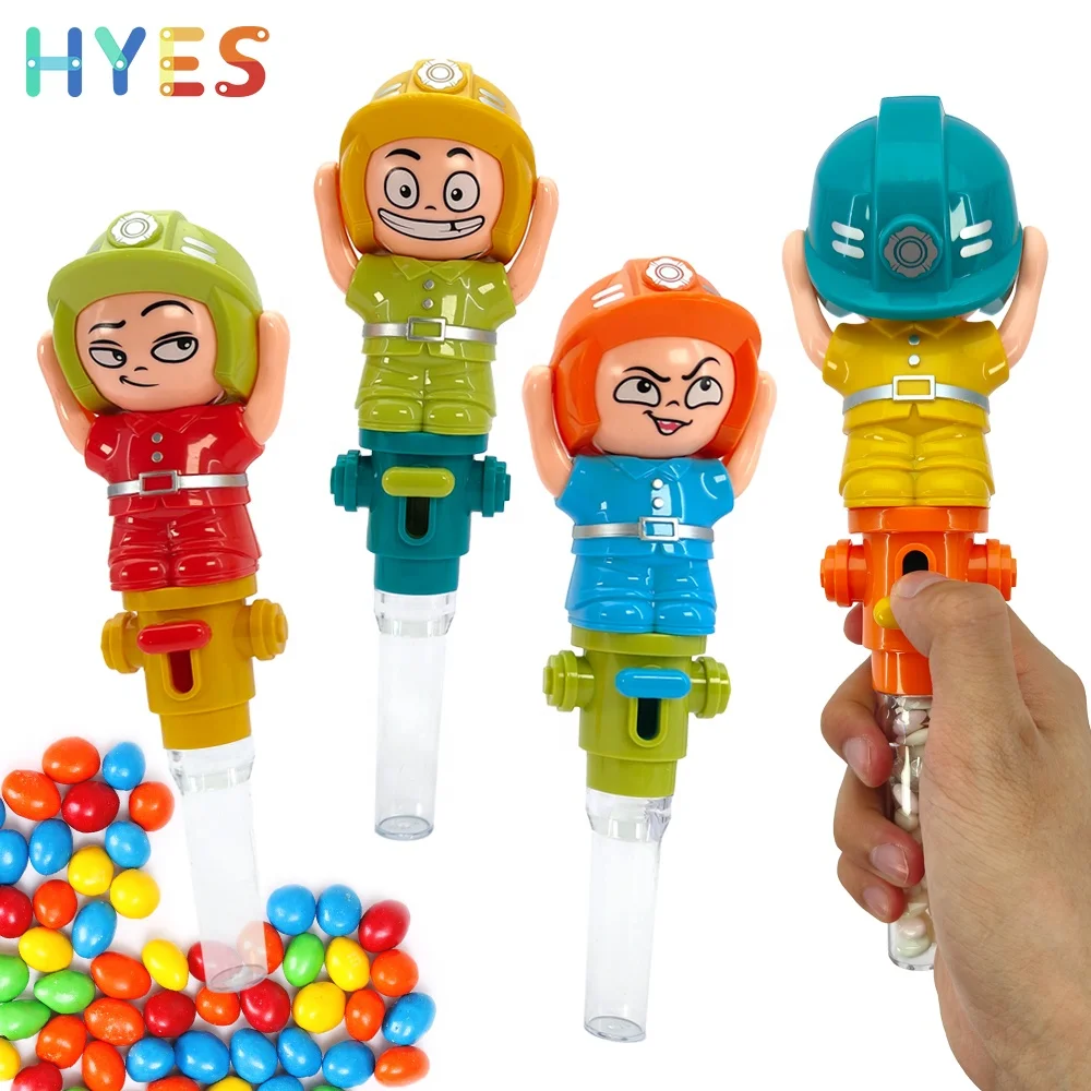 Huiye New Design Face Changing Gagme Boy Sweet Candy Toys Plastic Toys With Tube For Hard Candy Kids Cartoon Portable Candy Toys