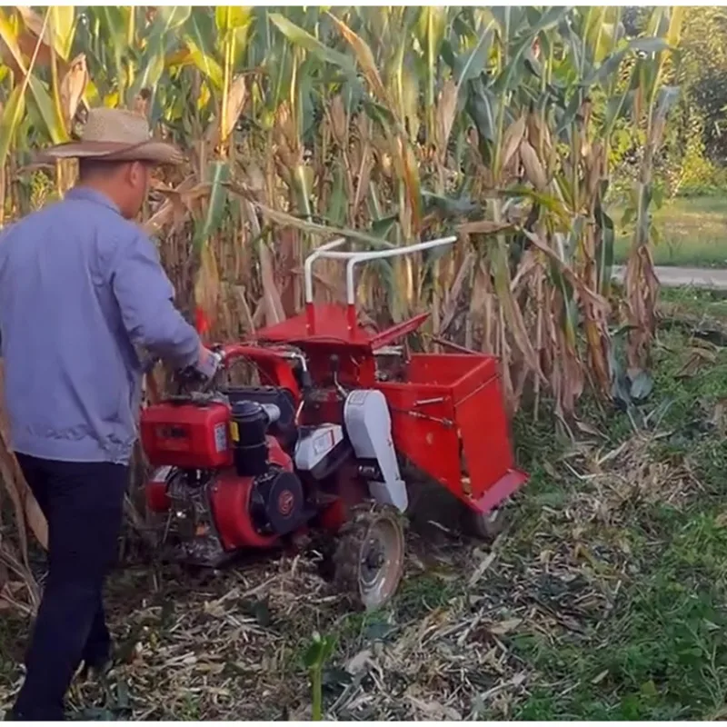 Hot selling small single ridge walking tractor diesel corn harvester new home crusher