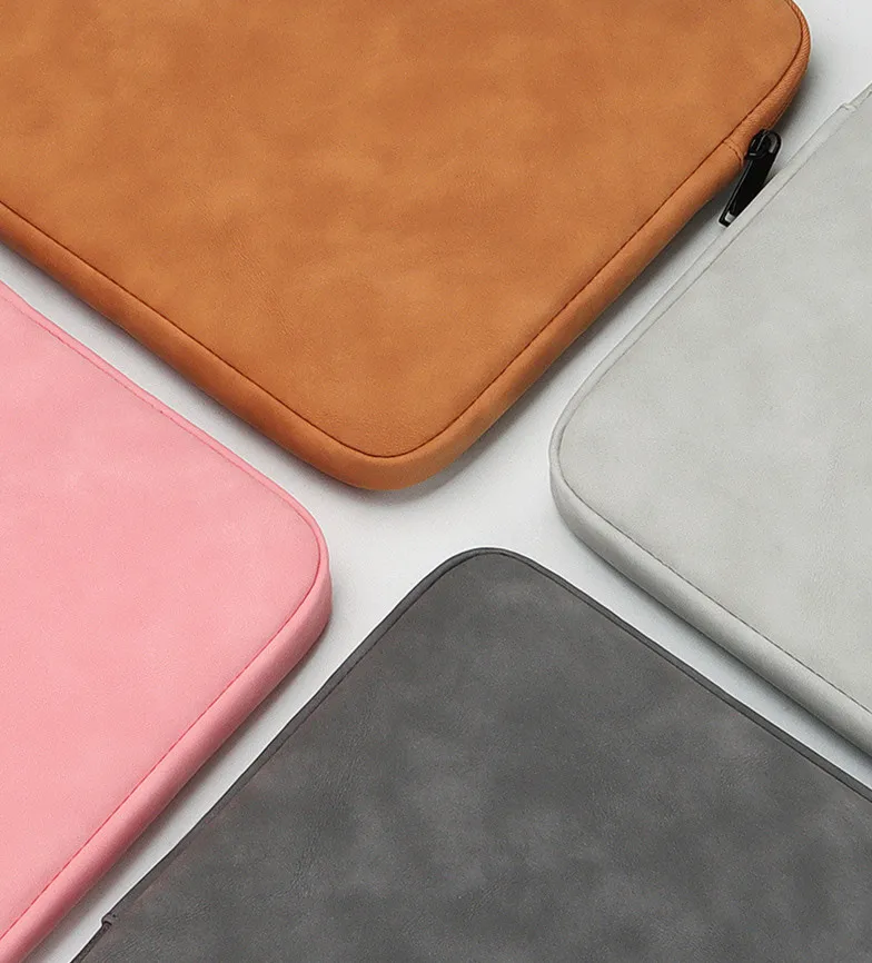 2024 Factory wholesale custom logo luxury pu leather protection cover case for men women waterproof laptop sleeve bag