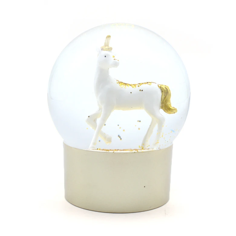 Lovely Resin Snow Globes Golden Unicorn  Water Globe For Home Decoration