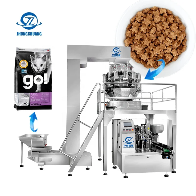 Automatic Dried Fruit Doypack Stand Up Bag Bagging Packing Premade Pouch Dog Grain Dry Pet Food Packing Machine
