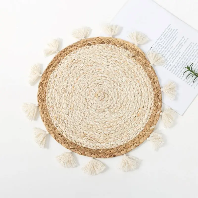 Eco Friendly Natural Round Placemat Braided Straw Placemats Customized Table Mat