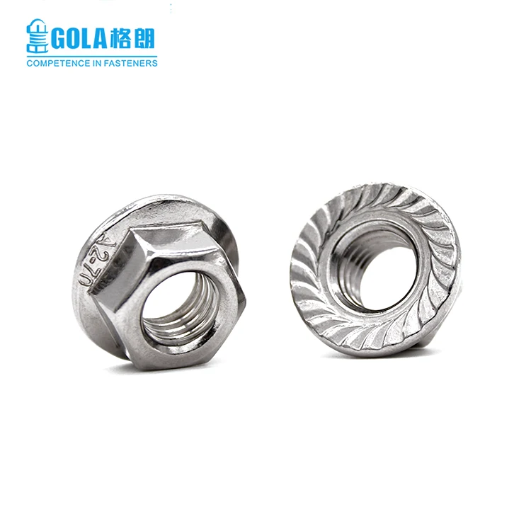 Din6923 316 Stainless steel plain hexagon head nut with flange serrated