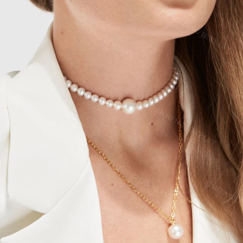 Solitaire Nature Freshwater Pearl Pendant Necklace For Women 925 Sterling Silver Jewelry