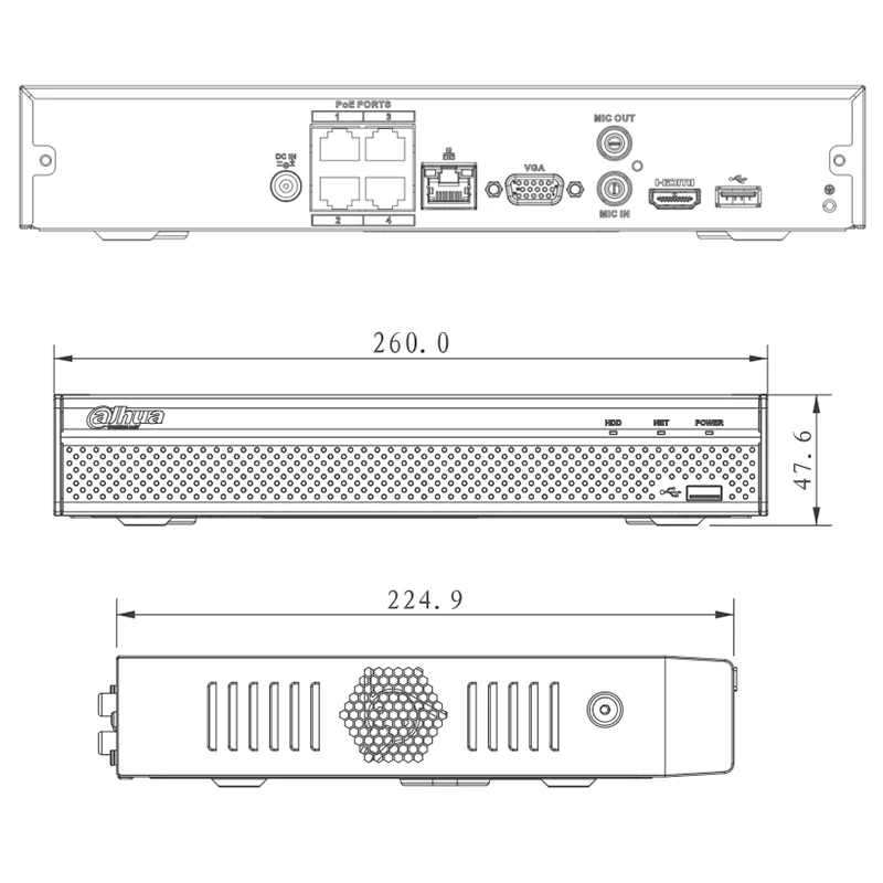  NVR4108HS-8P-4KS2 4/8/16 канальный компактный 1U 4 PoE 8PoE дополнительно 4K и H.265 Lite сетевой видеорегистратор