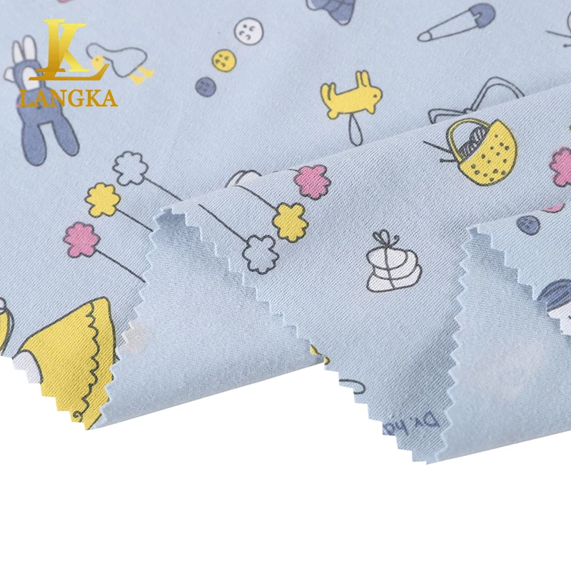 Langka 40S 100% хлопок экологически чистая ткань с принтом для детской пижамы и