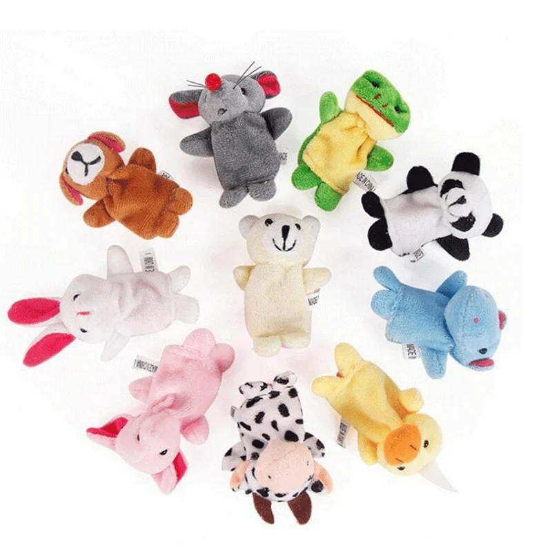 
10 pcs Baby Story Animal 3D Rabbit Pig Doll Kids Toys Educational Plush Dog Finger Puppet 