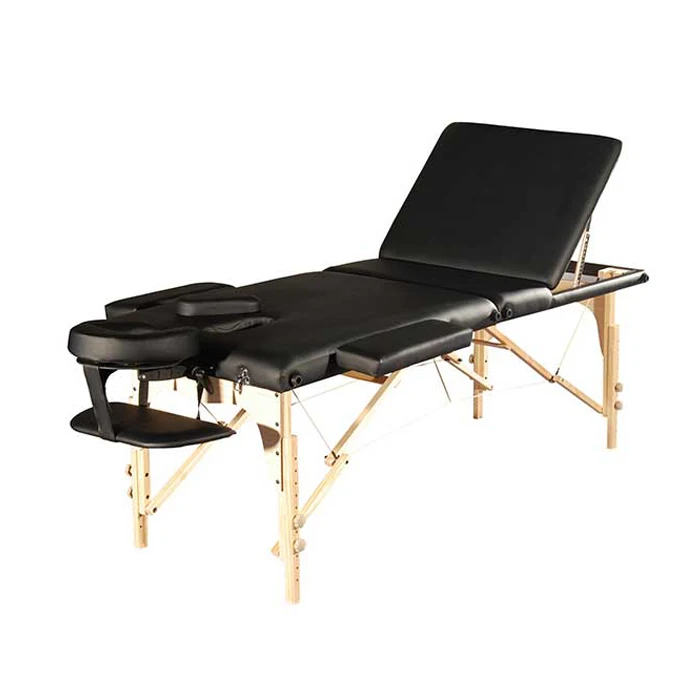 Manufacturer wholesale OEM Hard wood leg Height Adjustable massage table  Face Cradle Bed portable spa table wooden massage bed