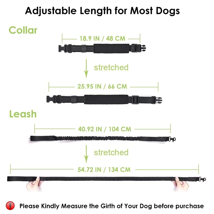 Тактический ошейник и поводок для собак регулируемый нейлоновый тренировок на открытом воздухе сверхмощный