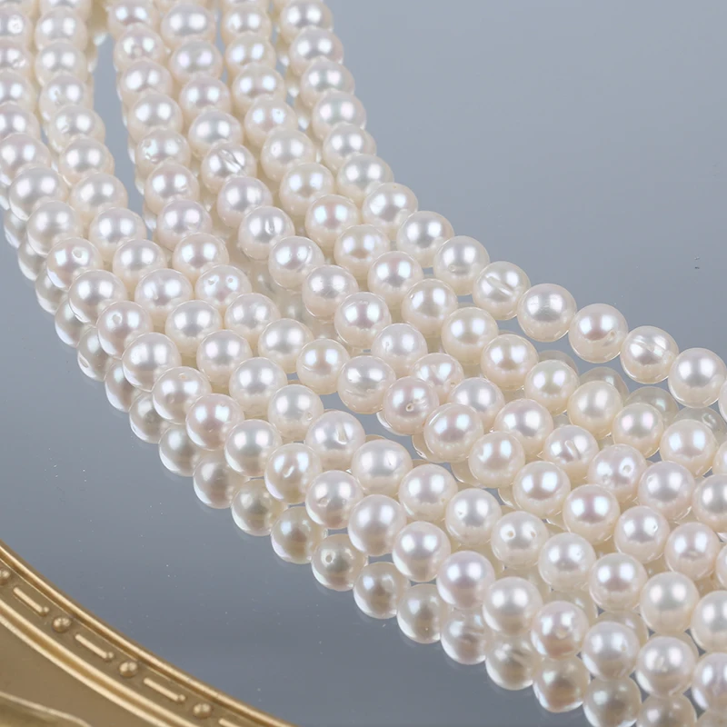 8-9mm White Round Cultured Fresh Water Pearl Natural Freshwater Loose Pearl Strand Beads For Jewelry Making