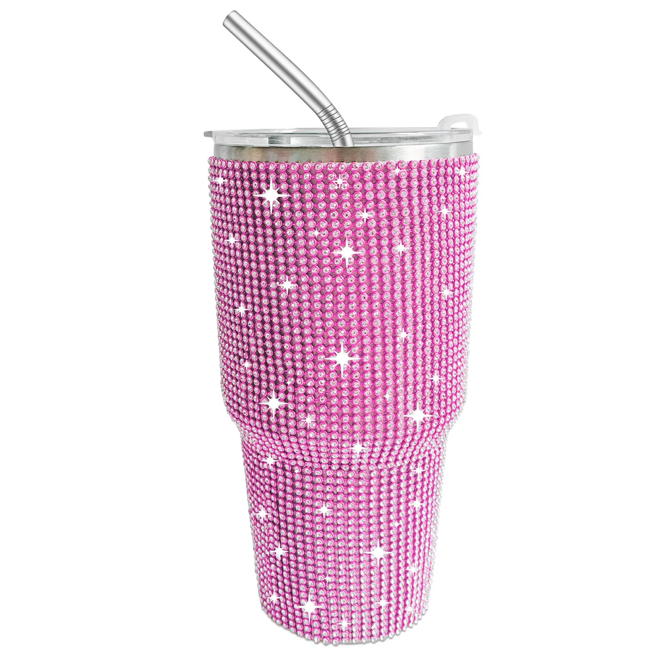 30oz 40oz Diamond Studded Car Cup Outdoor Barbie Bling Tumbler Stainless Steel Vacuum Insulated Mug Cup with Rhinestone