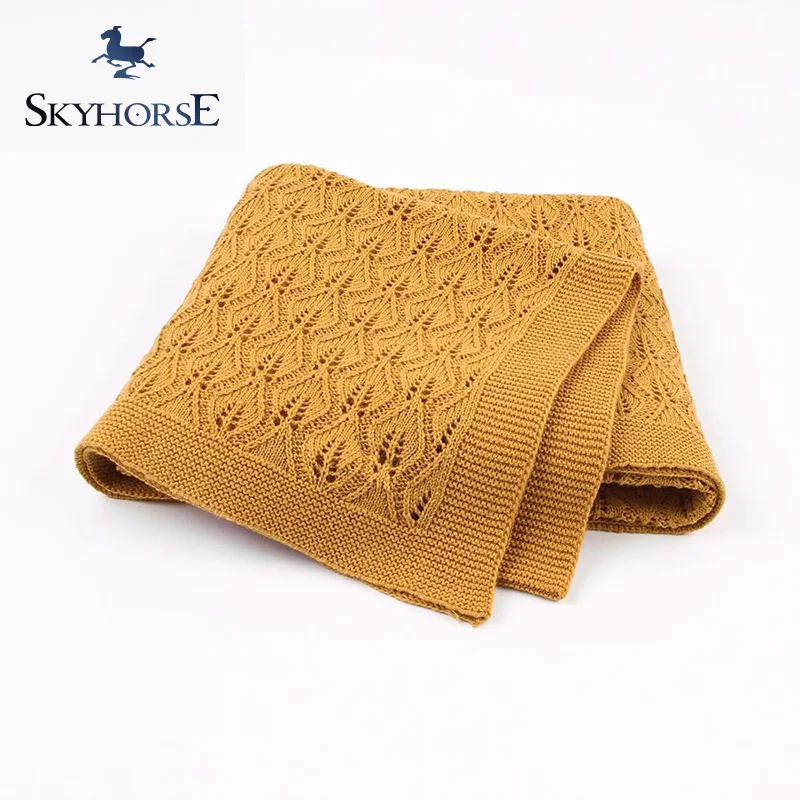 75*100cm Cotton Baby Bath Blanket Knit Baby Blanket Solid Baby Knitted Blanket