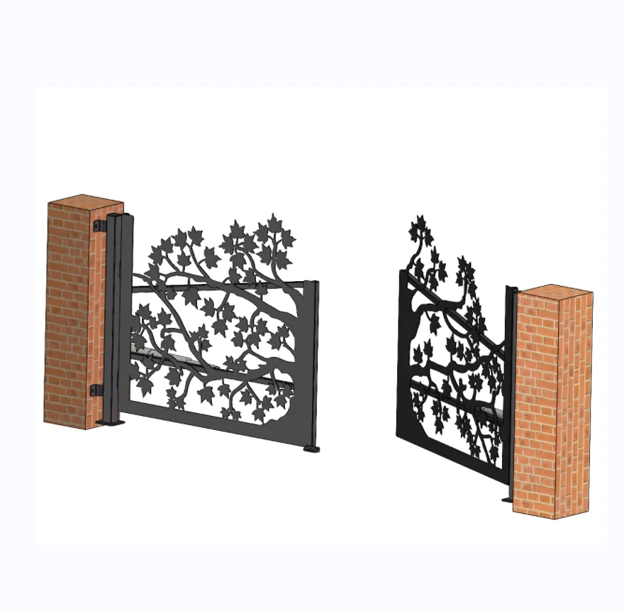 The motor is automatically open Munich Style Dual Swing Laser cut Galvanized Steel Metal Wrought Iron Fence Panel Gate 16 x7 ft