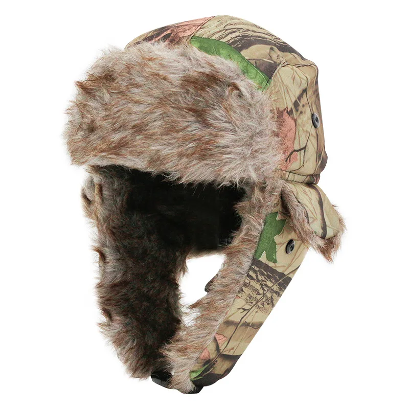 Custom Fur Trooper Earflap Trapper With Ear Flaps Camouflage Winter Warm Aviator Hats