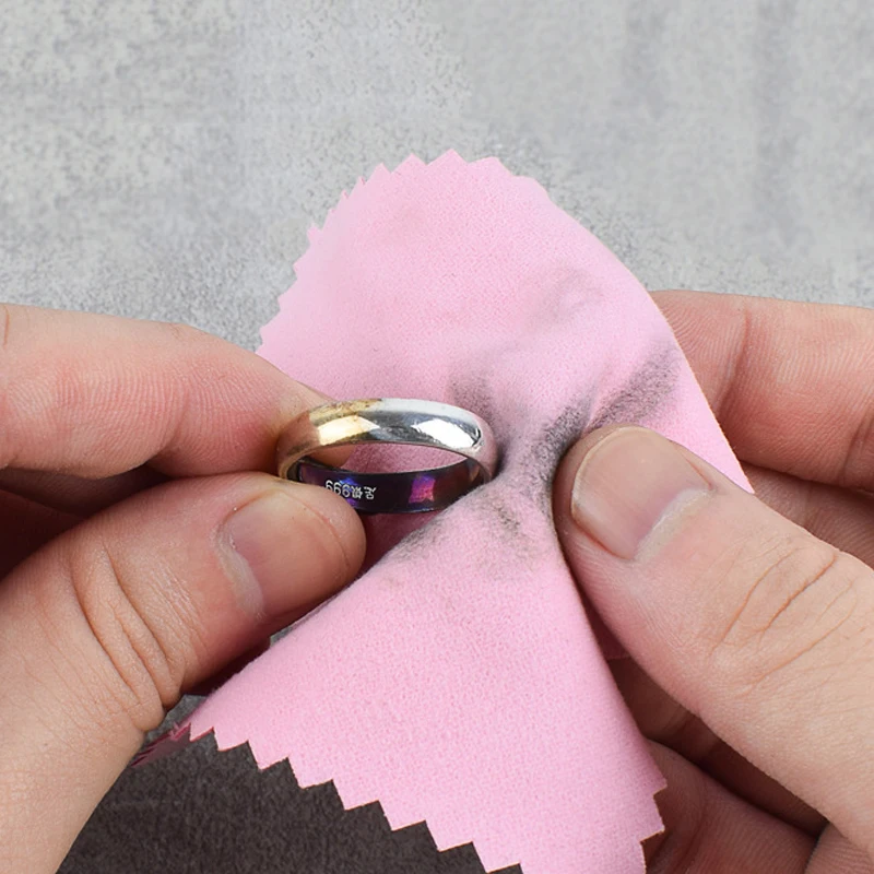 Custom Logo High Quality Silver Microfiber Polishing Pink White Green Cloth Jewelry Microfiber Jewelry Cleaning Polishing Cloth