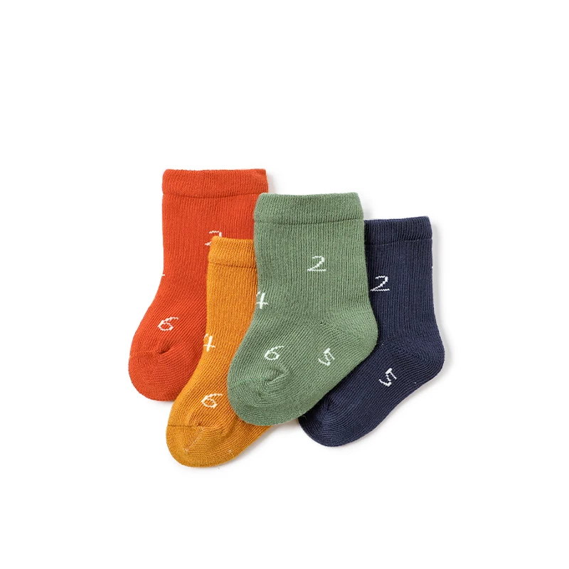 
Latest Morandi Color Number Design Boy And Girl Kids Cotton Socks 