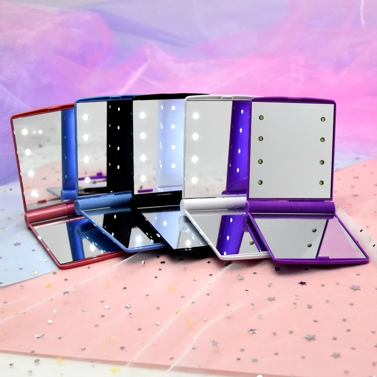 LIYING personalised  private label light up mirror wholesale foldable led lighted hand mirror