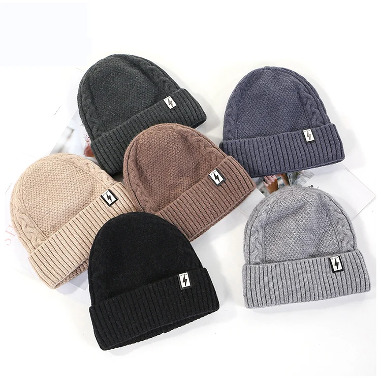 Fashion Winter Hat 100% Acrylic custom beanie with flat embroidery Knitted cap