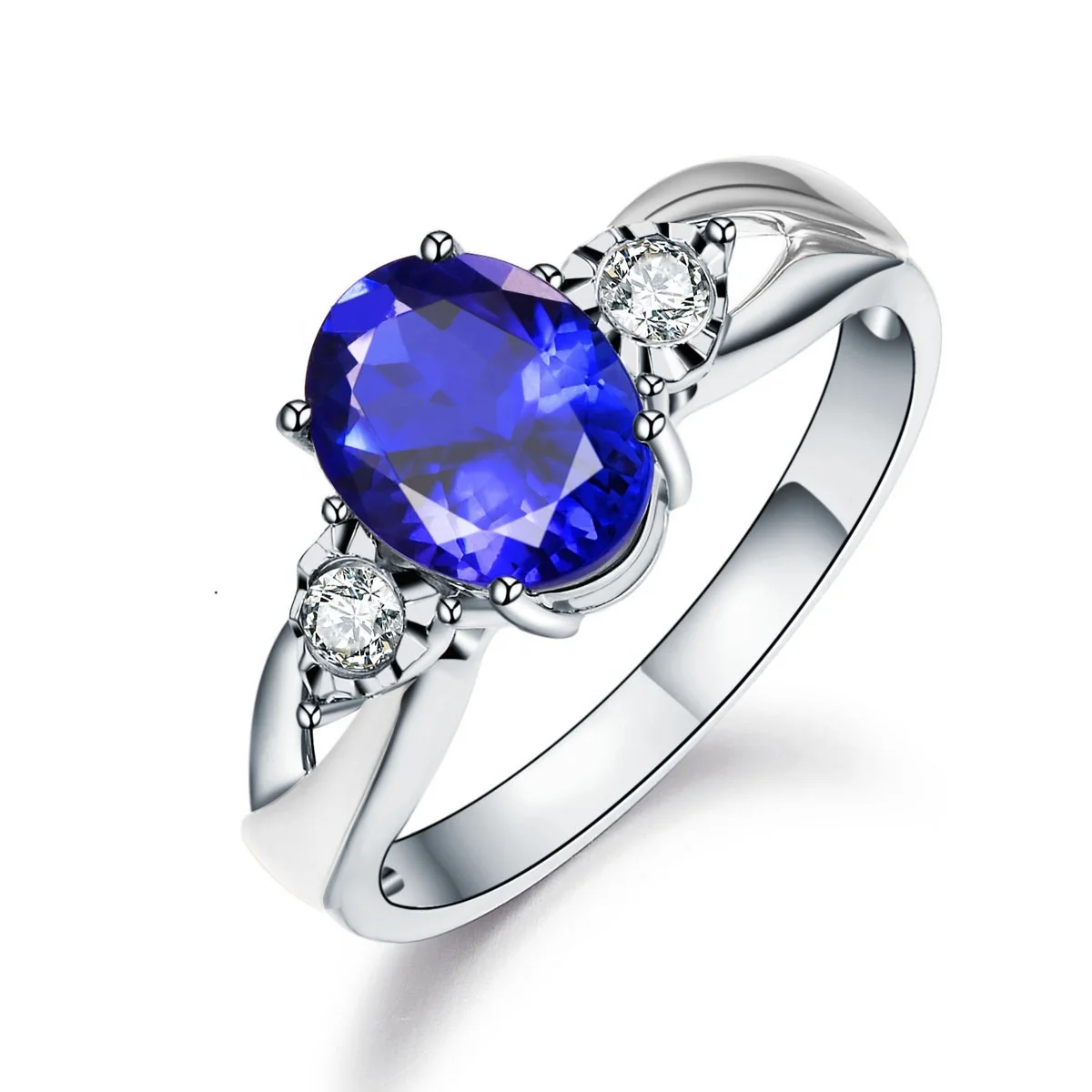 
High-end custom jewelry platinum plated sapphire ring opening colored gemstone wedding engagement ring ladies jewelry 