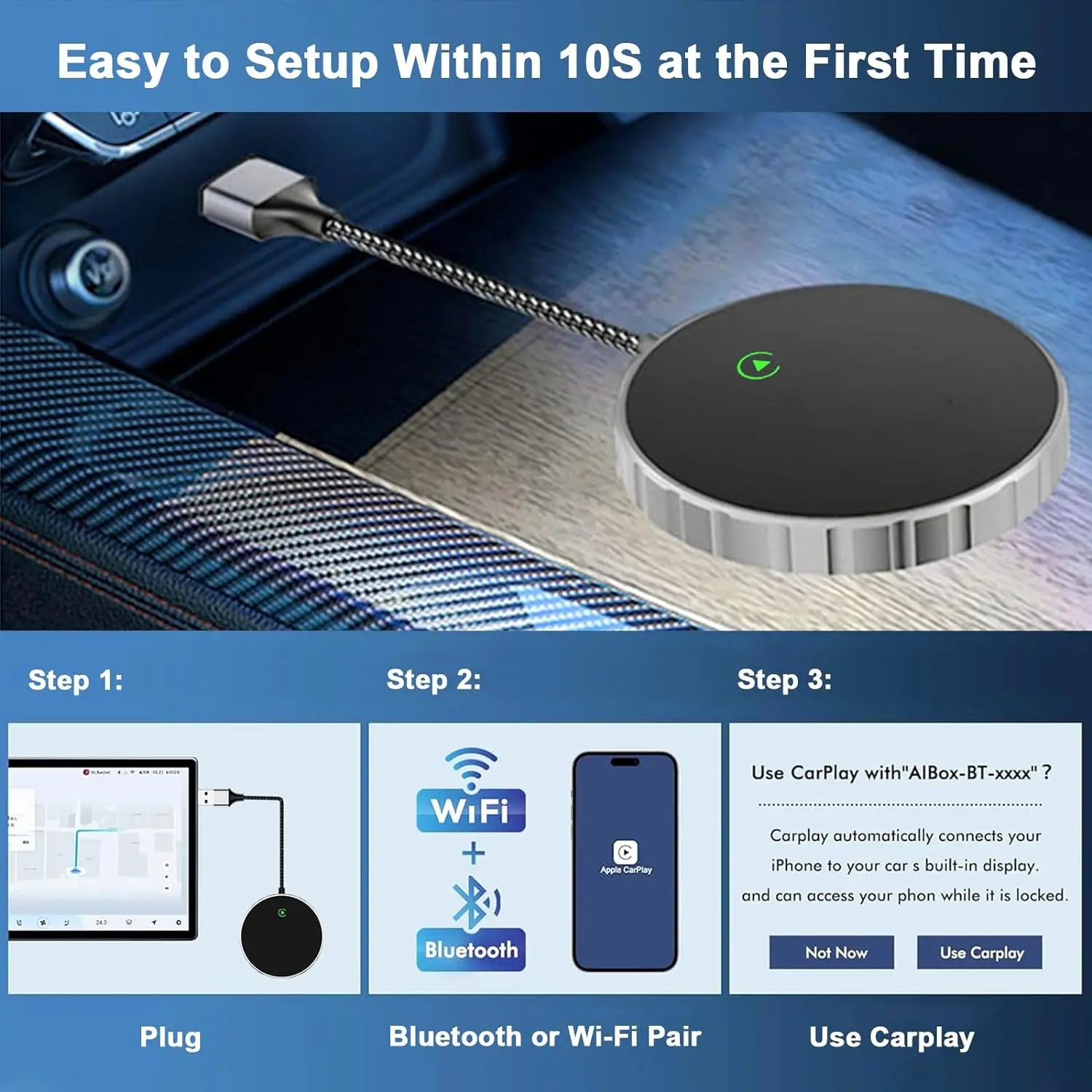 BOYI Wireless Carplay Adapter Converts For Iphone CarPlay for Factory & Aftermarket Systems for Superior Performance