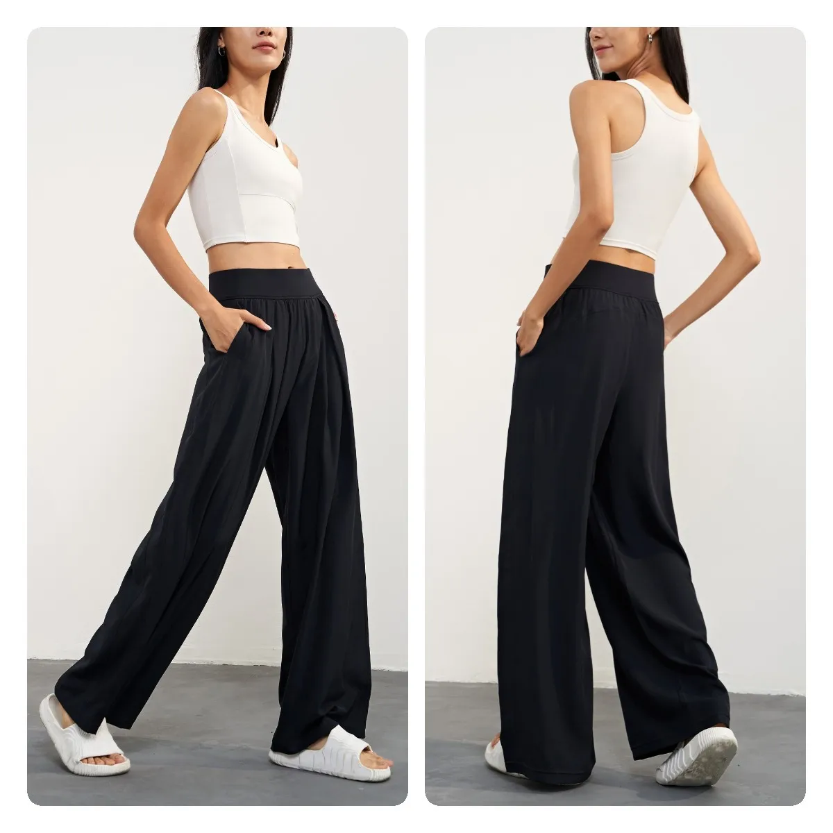 Casual Activewear Breathable Straight Loose Pants Pockets Running Yoga Training Workout Flare Pants Fitness Wear