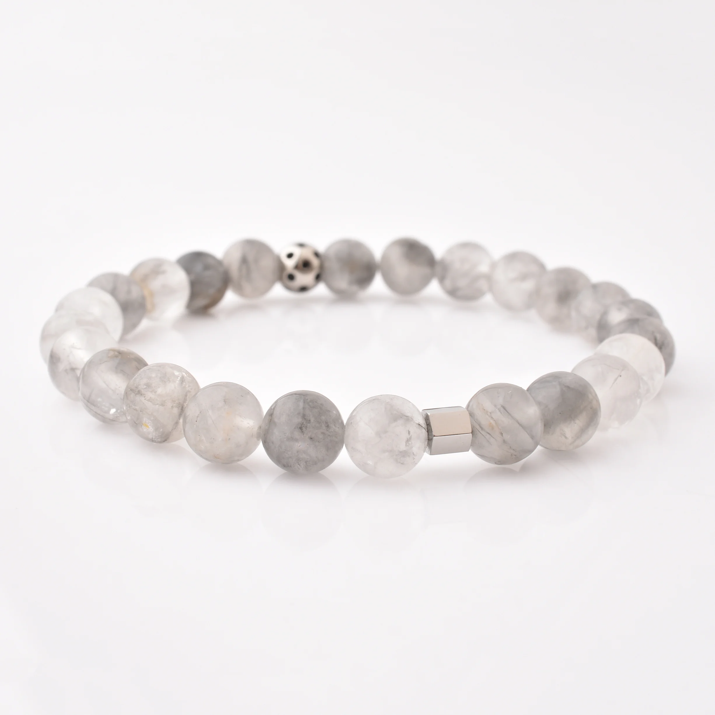 Factory Direct Sale Metal Silver Round Charm Bracelet Cloud Crystal Mix Color Gemstone Lucky Miyuki Beads Elastic Bracelet